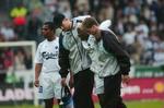 FC København led det første nederlag på udebane og mistede ydermere både Martin Albrechtsen og tilbagevendte Sibusiso Zuma, der blev hjulpet fra banen med en alvorlig fiberskade.   Foto: Rasmus Baaner 