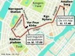 Ruten gennem København, hvor kronprins Frederik og Mary Donaldson skal køre i karet, vil være lukket af fra klokken 16.00. 