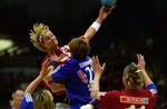 Slagelses Anja Freser sled og slæbte for Slagelse i den første Champions League-finale mod Krim. - Foto: Jens Dresling 