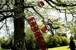 120 sagsbehandlere og rådgivere fra Frederiksborg Amt har været på kursus i teambuilding i Gjorslev Slotspark på Stevns. Her skulle de bl.a. bygge et fælles tårn af Coca-Cola-kasser. - Foto: Peter Hove Olesen 