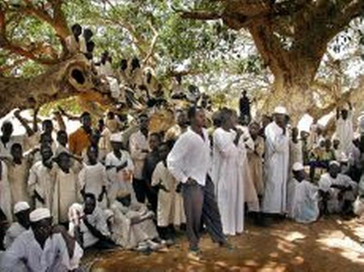 Fordrevne indbyggere fra Darfur-regionen i det nordlige Sudan, hvor en sultekatastrofe er på vej. - Foto: AP. 