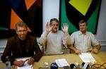 Socialdemokraterne Frank Jensen, formand Mogens Lykketoft og Ole Stavad har meldt sig ud af forhandlingerne om en kommunalreform. - Foto: Jens Dresling 