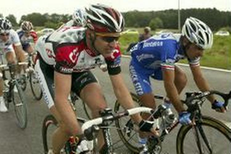 Jens Voigt i udbrud under første etape. - Foto: AP 
