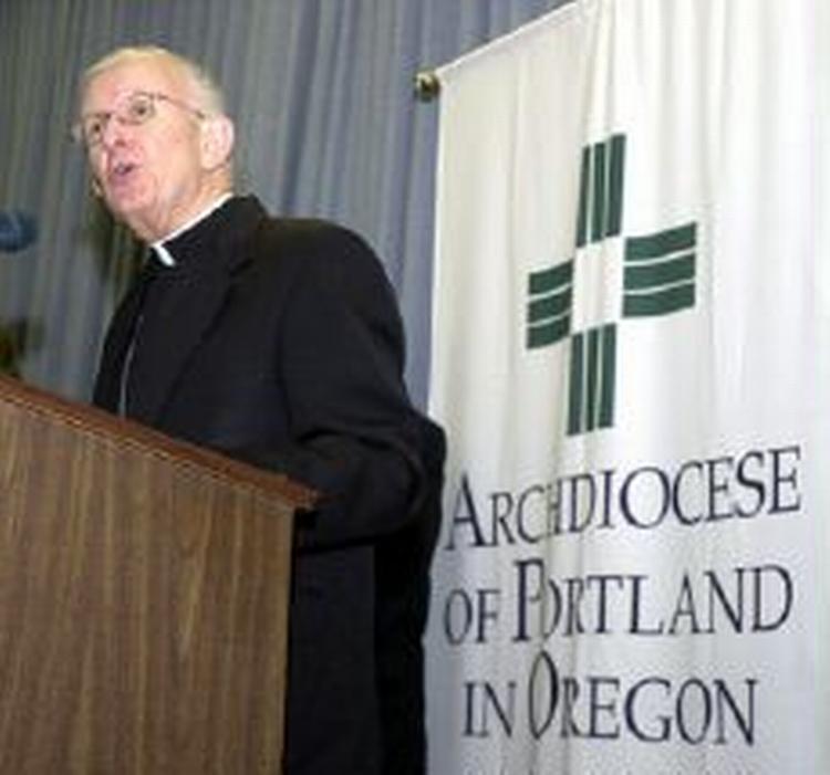 Ærkebiskop John Vlazny fra den romerskkatolske menighed i Portland meddeler, at kirken erklærer sig konkurs efter en række sexanklager. - Foto: AP 