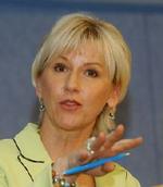 EU's miljøkommissær, Margot Wallström, efter Kommissionens møde i Bruxelles. - Foto: AP 
