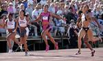 Marion Jones, i lyserødt, sluttede som nummer fem. - Foto: AP 