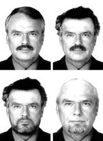 Det tyske kriminalpoliti prøvede at forestille sig, hvordan Ludwig-Holger Pfahls tog sig ud i forskellige forklædninger. Men da han endelig blev anholdt i Paris, havde han fuldskæg.   Foto: BKA/dpa 