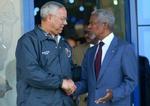 FN's generalsekretær, Kofi Annan, og den amerikanske udenrigsminister, Colin Powell, mener ikke, at regeringen i Sudan gør nok for at bremse konflikten i Darfur. - Foto: AP 