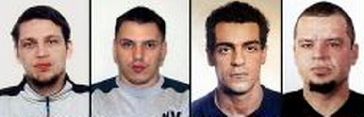 Svensk politi har frigivet disse billeder af de fire fanger. Fra venstre er det Tony Olsson, Daniel Maiorana, Mahmoud Amaya og Alfred Sansiviero. - Foto: AP 