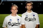 Tobias Linderoth (tv) ved siden af ugens andet, nordiske FCK-indkøb, nordmanden Magne Hoseth. - Arkivfoto: Pelle Rink 