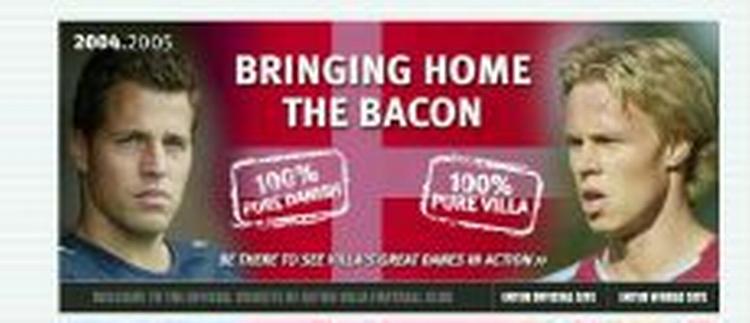 '100% Danish' og '100% Villa'. Aston Villa har slået sig stort op på sine to danskere. - Screendump fra siden 