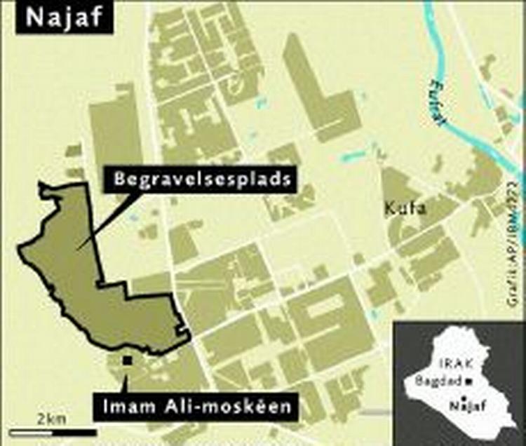 De 1000 oprørere har forskanset sig i Imam Ali-moskéen. 