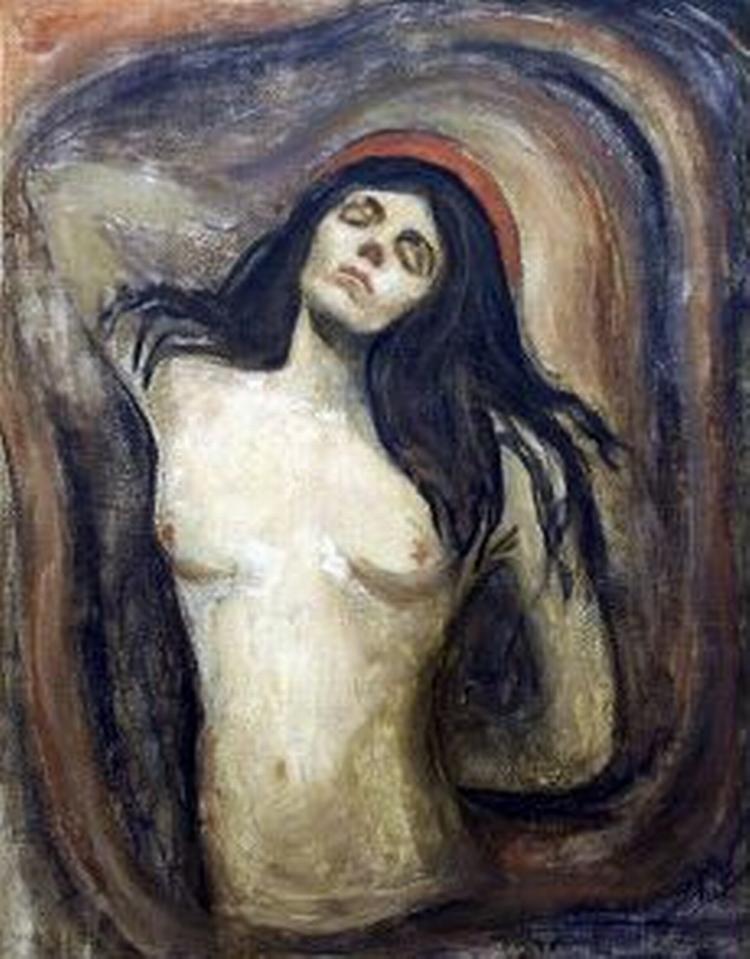 Munchs maleri 'Madonna' var et af de to mesterværker som en bande røvere stjal fra Munch-museet i Oslo. - Foto: AP 