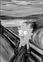 Lisa Simpson i et skrækindjagende skrig. - Tegning: Matt Groening 