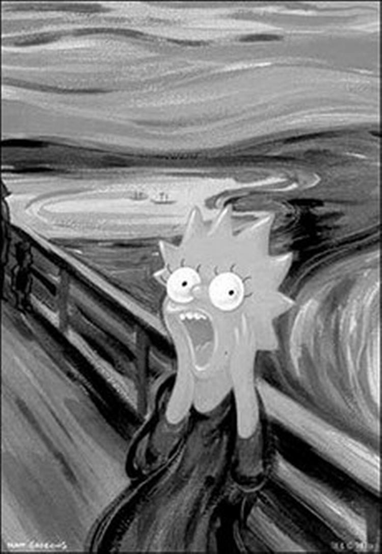 Lisa Simpson i et skrækindjagende skrig. - Tegning: Matt Groening 