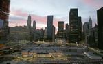 Solopgang ved Ground Zero, hvor tvillingetårnene i World Trade Center lå. - Foto: AP 