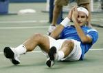 En jublende Federer efter sejren. - Foto: AP 