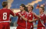 Peter Madsen scorede hattrick i venskabskampen mod Polen og er udset til at løse det danske angrebsproblem. Nu er han skadet til de kommende to kampe. - Foto: AP 