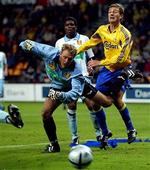 Kim Christensen var med en lang række redninger banens bedste spiller, da Brøndby hjemme måtte nøjes med 0-0 mod et godt indstillet mandskab fra FC Nordsjælland.   Foto: Lars Poulsen 