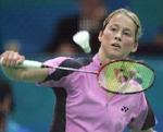 Mange vil se Camilla Martin, her i aktion under OL, i aktion under Denmark Open. - Foto: AP 