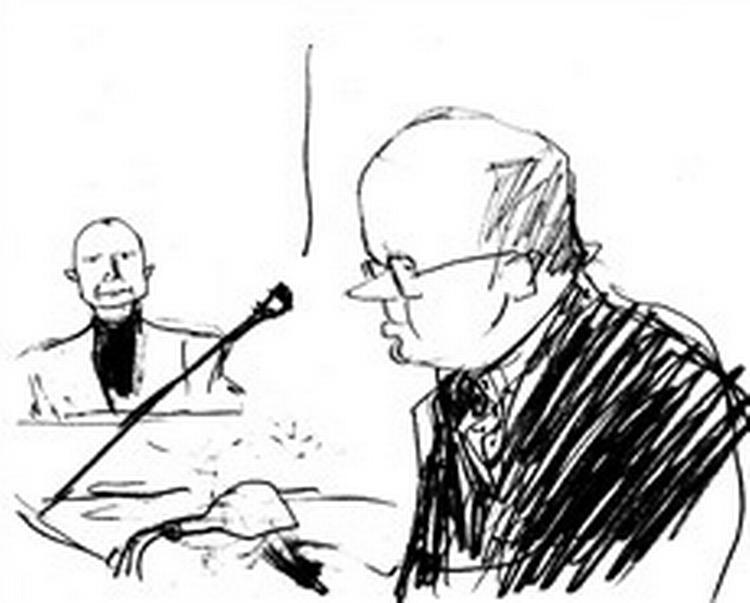 Kontreadmiral Jørn Olesen. - Tegning: Mette Dreyer 