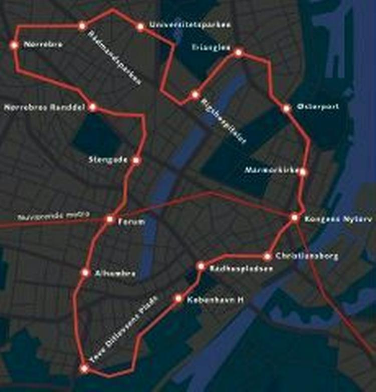 En styregruppe under Trafikministeriet har lavet forslaget til cityringen. Ringen får 16 stationer og bliver 14,4 km lang og krydser den nuværende metro på Kongens Nytorv og Forum. Turen rundt vil tage 23 minutter. 
