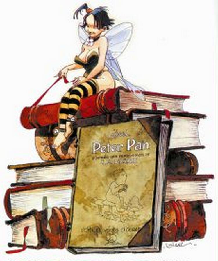 FRÆKT. Franske Regis Loisel fik en pris for sin dybdepsykologiske version af Peter Pan. Nu venter vi på 6. bind i serien, hvor Klokkeblomst også spiller en rolle.   Tegning: Regis Loisel 