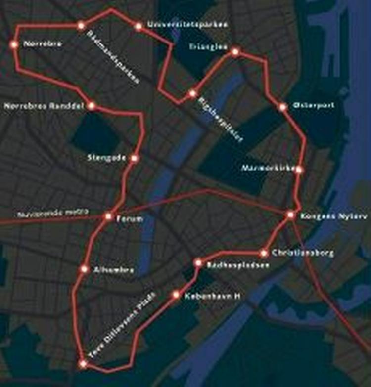 Den samlede pris for metroringen er 13,5 milliarder kroner. 