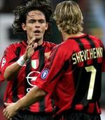 A.C. Milans stjerneangriber Filippo Inzaghi er ude med skade i kampen mod Barcelona. - Foto: AP 