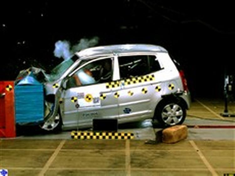 Kia Picanto klarede sig dårligst i den seneste runde af crashtest hos Euro NCAP. Foto: Euro NCAP 