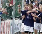 Grahn tiljubles efter en scoring for AGF. - Arkivfoto: Uffe Kongsted 