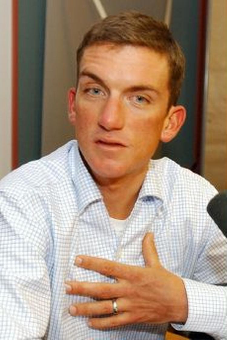 33-årige Tyler Hamilton under et pressemøde i september, hvor amerikaneren erklærede sig uskyldig i dopingbrug. - Foto: AP 