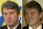 Til venstre et billede af Jusjtjenko fra marts 2002, til højre fra december 2004. - Foto: AP 