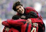 Milan-jubel efter et af seks mål mod Fiorentina på San Siro. - Foto: AP 