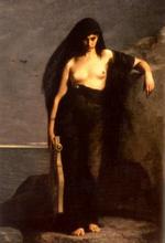 SKÆBNESVANGER. En skønhed som denne er placeret under betegnelsen  romanticisme . Hun er melankolsk og lysende skøn i sine sorte omgivelser.  Sappho , Charles-Auguste Mengin, 1867. Manchester Art Gallery.   Illustration fra bogen 