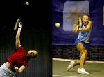 Fremtiden i form af Årets Fund i dansk idræt 2004 Caroline Wozniacki mødte en ikke så fjern fortids bedste danske spiller på kvindesiden i form af Eva Dyrberg og vandt.   Foto: Jacob Ehrbahn 