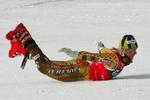 Anja Pärson glæder sig over sin anden guldmedalje ved VM i Bormio. - Foto: AP 