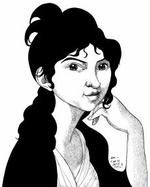 Thomasine Gyllembourg. - Tegning: Anne-Marie Steen Petersen 