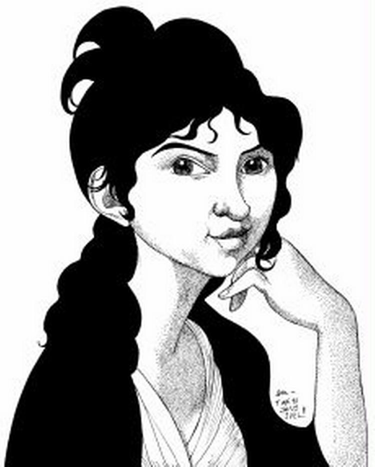Thomasine Gyllembourg. - Tegning: Anne-Marie Steen Petersen 