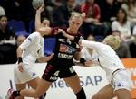 Louise Mortensen i aktion for Aalborg. - Foto: Thomas Wilmann 
