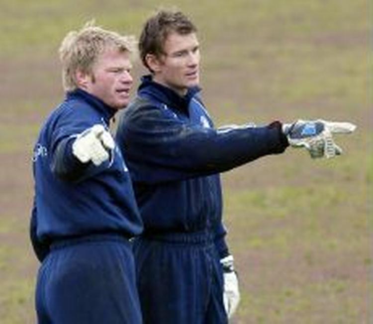 Kahn (tv.) og Lehmann (th.) under en tysk landsholdssamling. - Arkivfoto: AP 