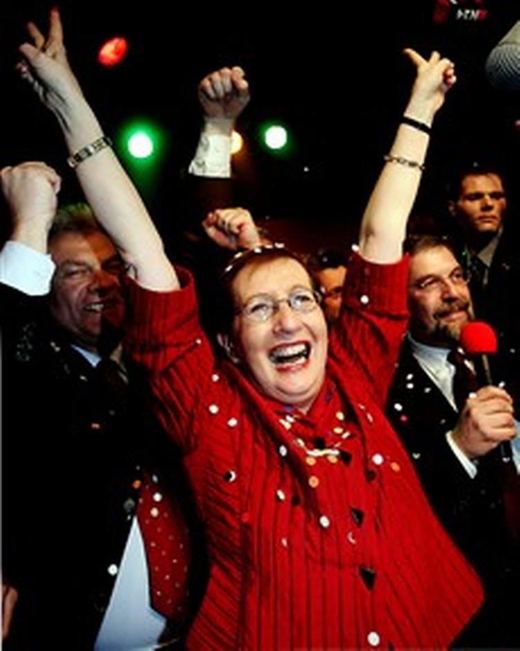 Jubel i SPD-lejren efter valgresultatet. - Foto: AP 