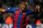 Eto'o jubler efter efter sit mål. - Foto: AP 