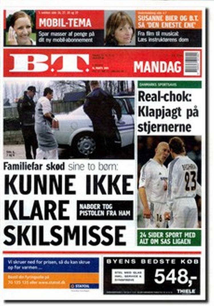 Vold. B.T. lover at opføre sig pænere i fremtiden og vil nedtone historierne om vold. Men det ses ikke på forsiden på premieredagen af den relancerede avis. 