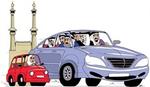 Ligestilling i politik - og trafik? - Tegning: Anne-Marie Steen Petersen 