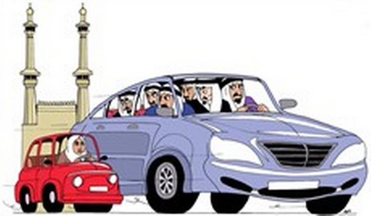 Ligestilling i politik - og trafik? - Tegning: Anne-Marie Steen Petersen 