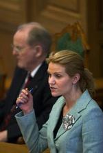 Helle Thorning-Schmidt fik en reprimande af Nødgaard (DF) i formandsstolen. - Foto: Klaus Holsting 
