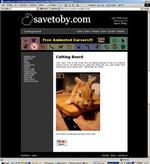 Den lille kanin Tobys liv svæver i en tynd tråd. På den onde, onde ejers webside finder man også opskrifter på kaninsteg. - Foto fra websiden 