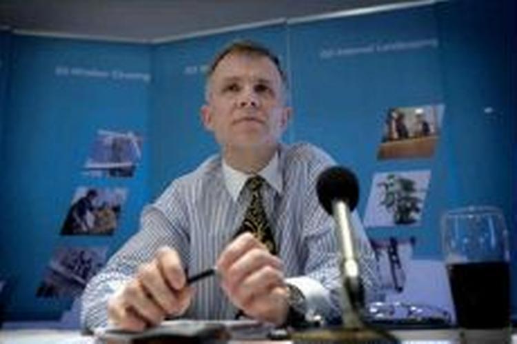 ISS direktør Eric Rylberg på pressemødet, hvor ledelsen forklarede, at koncernen var ved at blive solgt. - Foto: Jens Dresling 