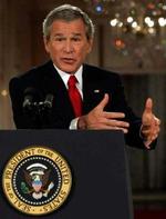 George W. Bush udtrykte på tv-pressekonferencen i nat optimisme i forhold til både Irak og krigen mod terror. - Foto: AP 